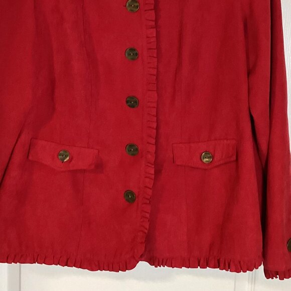 Denver Hayes Women's Red Faux Suede Jacket Blazer Size XL - Picture 2 of 10